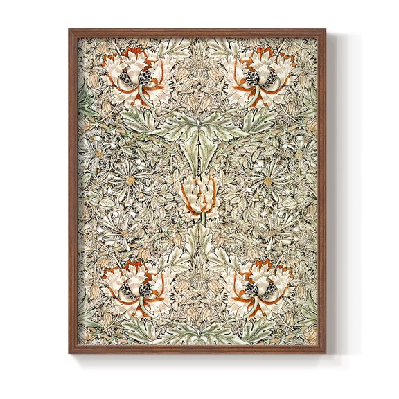 Vintage Floral Print CCCLXVIII - 14in. x 11in. Vintage Framed Print in Walnut Wood Frame