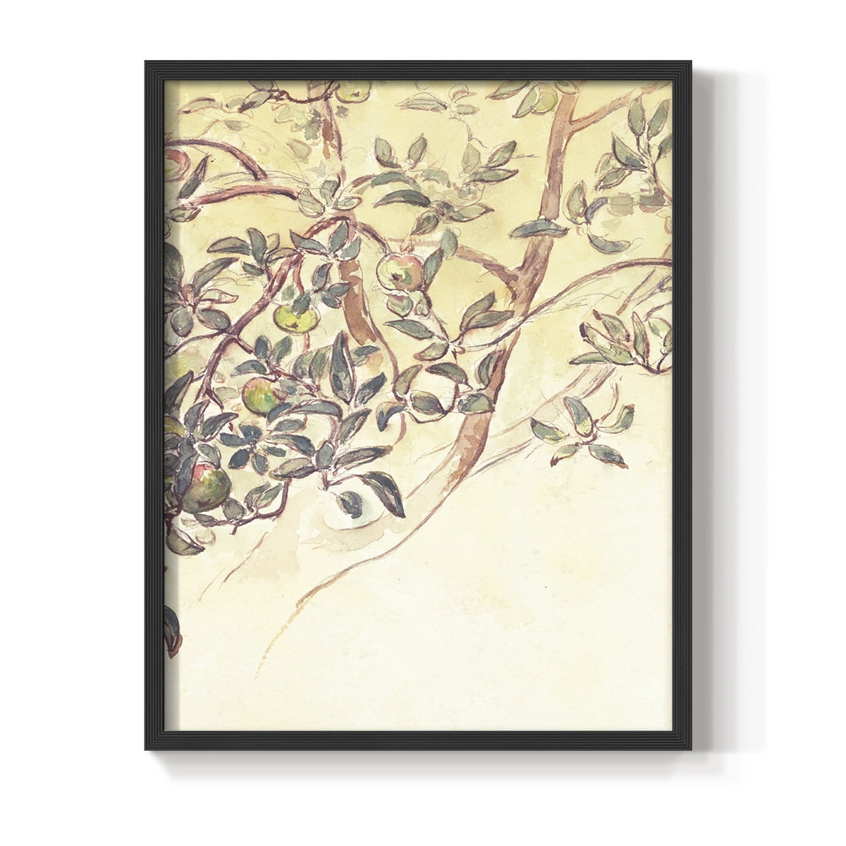 Vintage Floral Print CCXXV - 14in. x 11in. Vintage Framed Print in Black Wood Frame