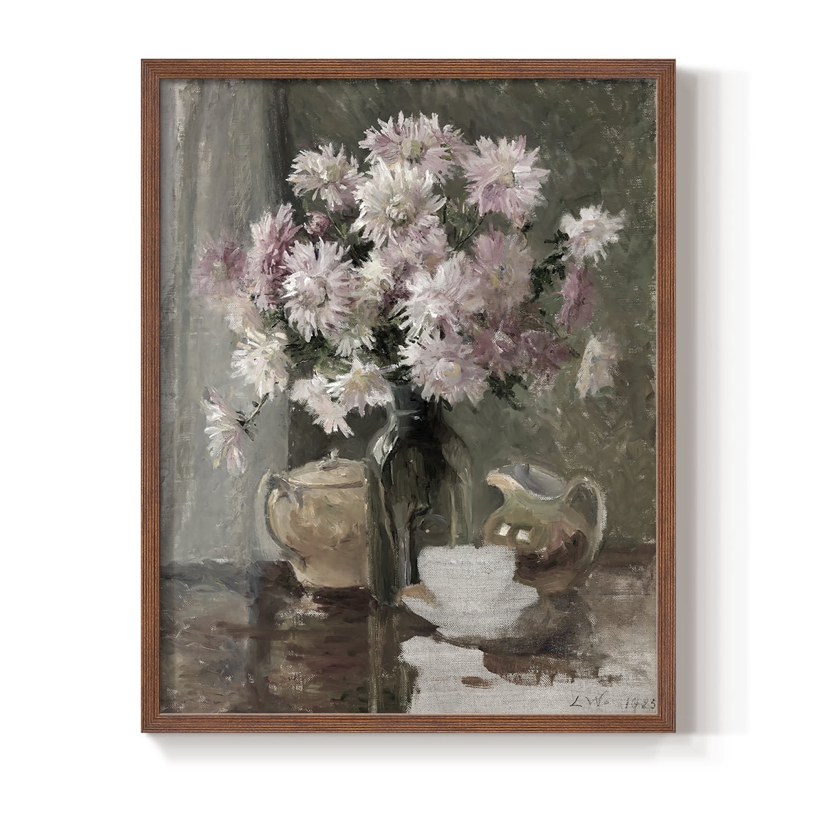 Vintage Floral Print CV - 10in. x 8in. Vintage Framed Print in Walnut Wood Frame