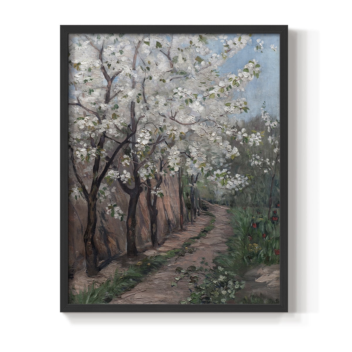 Vintage Floral Print CXL - 14in. x 11in. Vintage Framed Print in Black Wood Frame