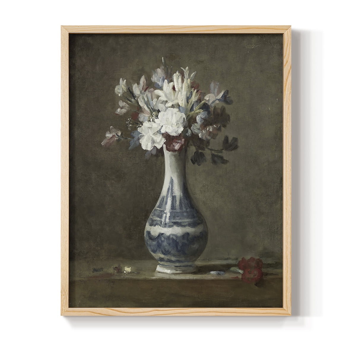 Vintage Floral Print LIV - 10in. x 8in. Vintage Framed Print in Natural Wood Frame