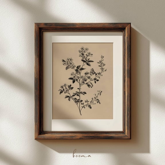 Vintage Floral Print: Minimal Flowers Art Drawing Cottagecore Flower Wall Art Poster Wall Art for Decor Present