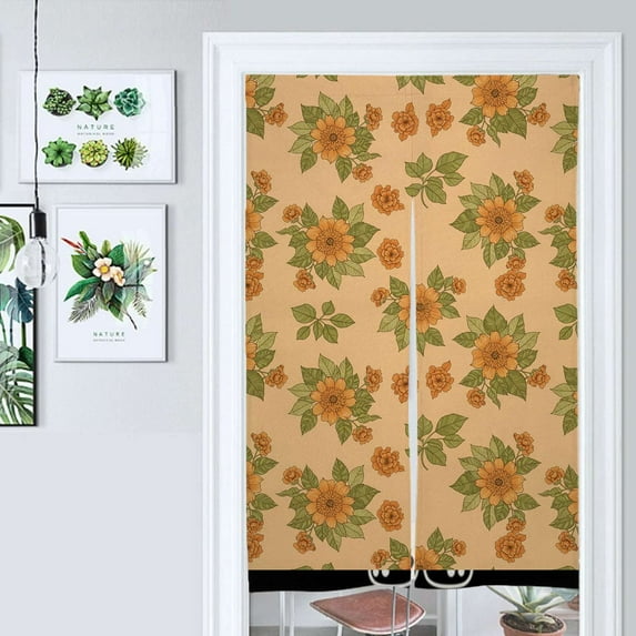Vintage Floral Print Pattern Door Curtain Nordic Living Room DoorCurtain Porch Partition Curtain Kitchen Rative Half Curtain