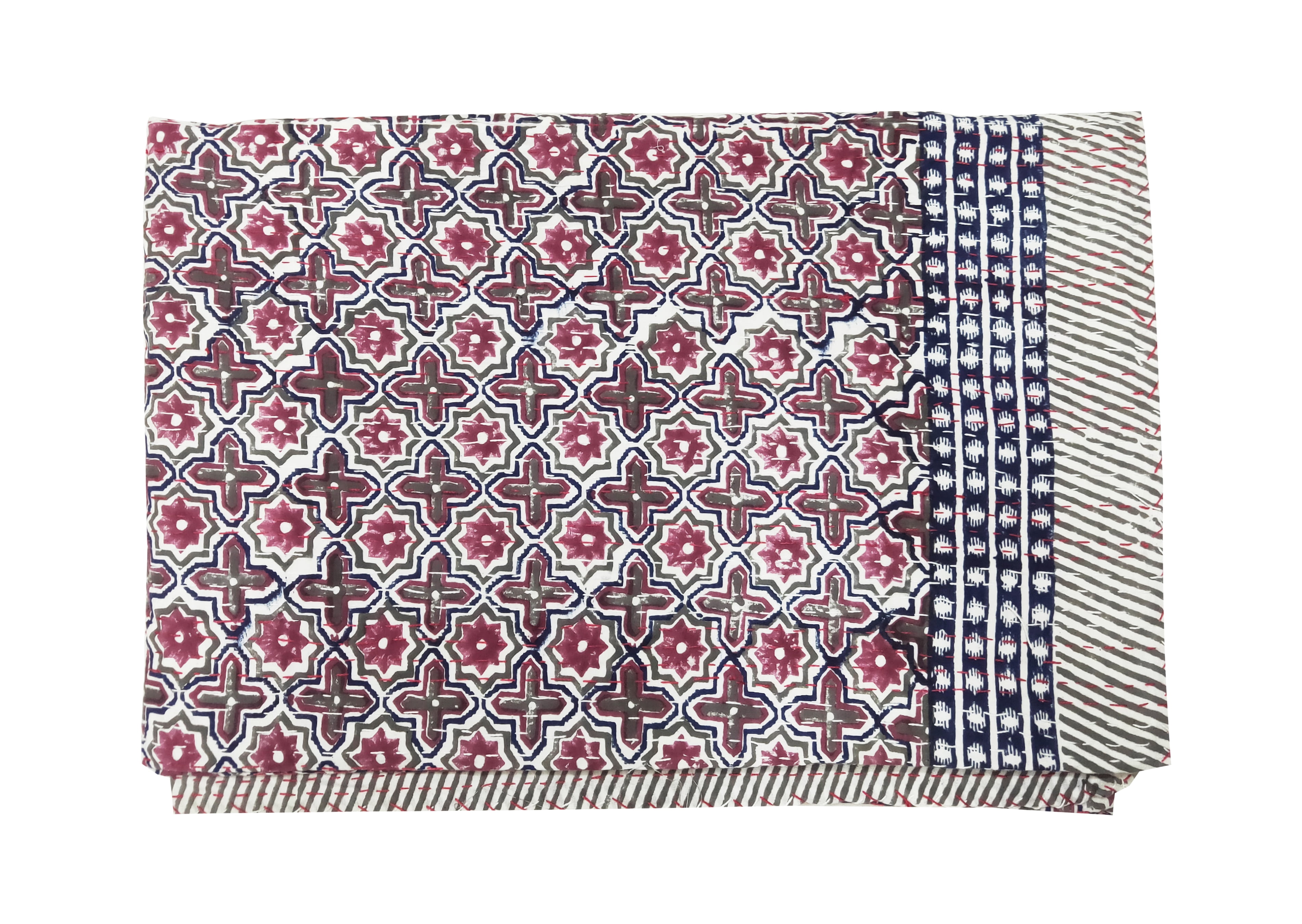 Vintage Floral Print Quilt Queen Kantha Quilt 100 Cotton Kantha