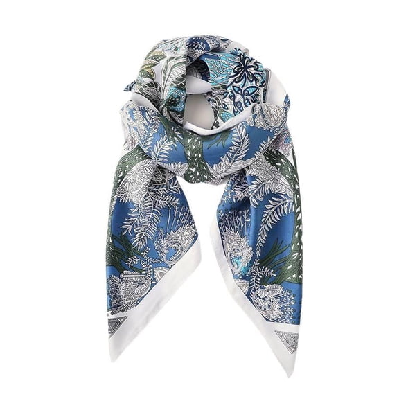 Vintage Floral Print Square Scarf for Women - Soft Silk Feel Neckerchief & Hair Scarf Accessory (90x90 cm)