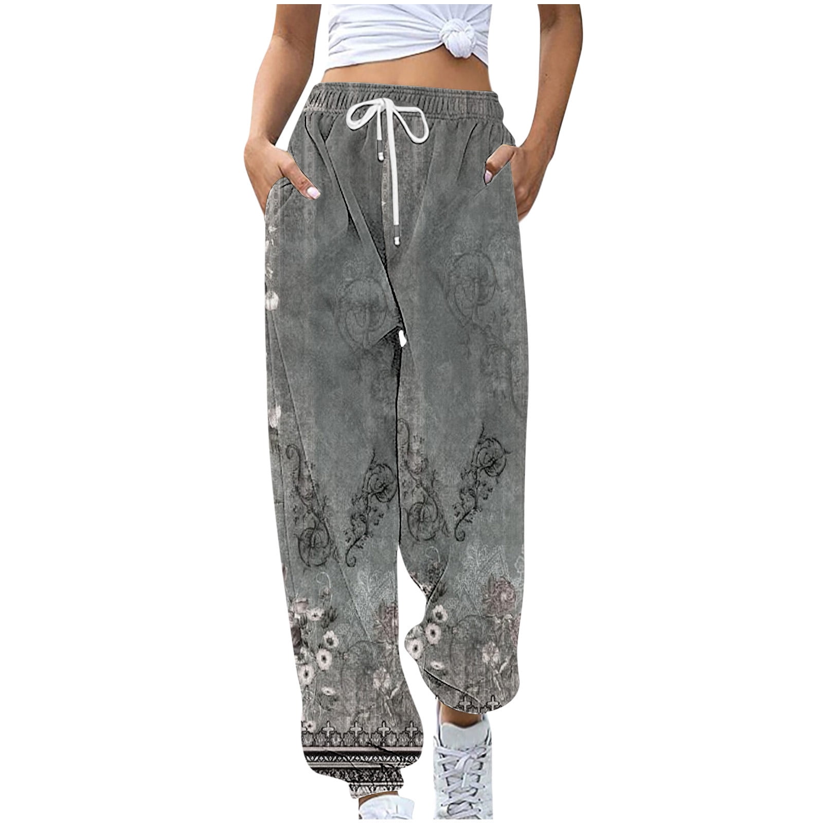 Vintage Floral Print Sweatpants Summer Bohemian Casual Trousers Fashion Outgoing Streetwear Athletic Fitness Joggers Walmart