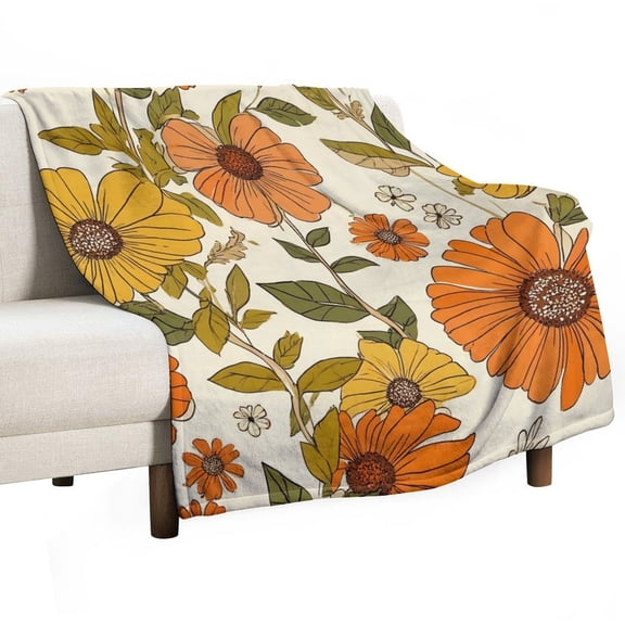 Vintage Floral Print Throw Blanket for Women, Men - Super Soft Plush Blanket Throw Fleece Blanket Animal Blanket