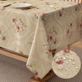 thumbnail image 1 of Vintage Floral Rectangle Tablecloth Shabby Chic Flower Table Cloth Spring Table Cover Waterproof for Dinner Kitchen Picnic, Tan, 60x84 Inches, 1 of 6