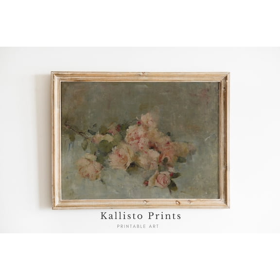 Vintage Floral Rose Print Poster, Antique Style Flower Art, Shabby Chic Wall Decor, Romantic Botanical Artwork, Print Poster Rose 216, Size 8x12 UNFFRAMED F03.1.6l2353