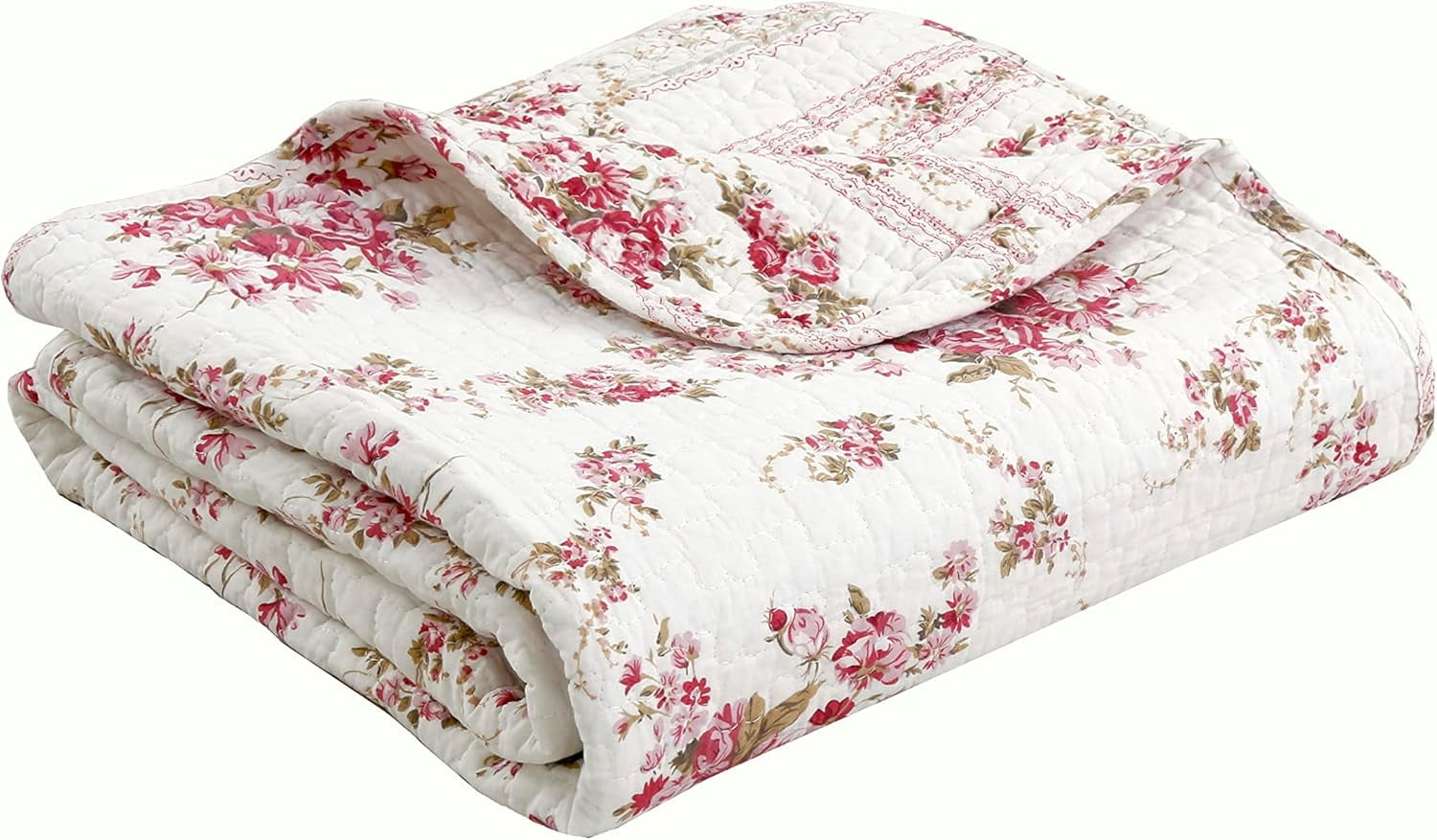 Queen Size Colorful Cotton Reversible Floral Quilt