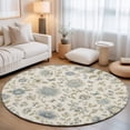 thumbnail image 1 of Vintage Floral Round Area Rugs 3 ft, Country Farmhouse Gold Blue Flowers Leaf Butterfly Washable Small Area Rug with Non-Slip Sturdy Edge Binding Round Front Door Mat Floor Carpet for Entryway, 1 of 9