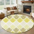 thumbnail image 1 of Vintage Floral Round Living Room Rugs 6 ft, Yellow Flower Pattern Country Gradient Washable Area Rug with Non-Slip Sturdy Edge Binding Round Carpet for Kitchen Office Bedroom, 1 of 9