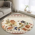 thumbnail image 1 of Vintage Floral Round Rug 3ft Washable Circle Entryway Rugs Non Slip Elegant Pastoral Botanical Retro Art Area Rug Indoor Floor Carpet for Bedroom Kitchen Living Room Home Office Dining Room Nursery, 1 of 7