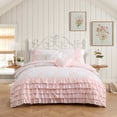 thumbnail image 1 of Vintage Floral Ruffles Pink 4-Piece Microfiber Comforter Set - Twin, 1 of 6