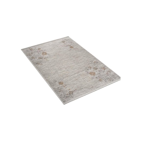 Vintage Floral Rug, Low Profile Entry Mat, Washable Doorway Accent, Non-Slip Backing and Stain-Resistant Fabric for Kitchens, Bathrooms and Front Doors.