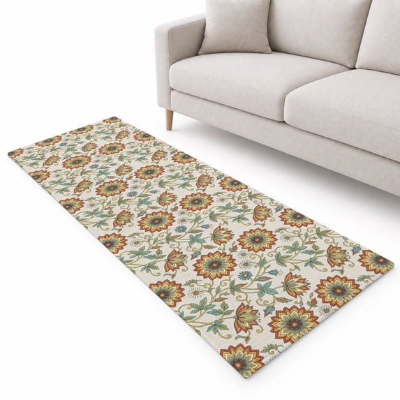Vintage Floral Runner Rug 2.6'x8', Elegant Pastel Botanical Flower ...
