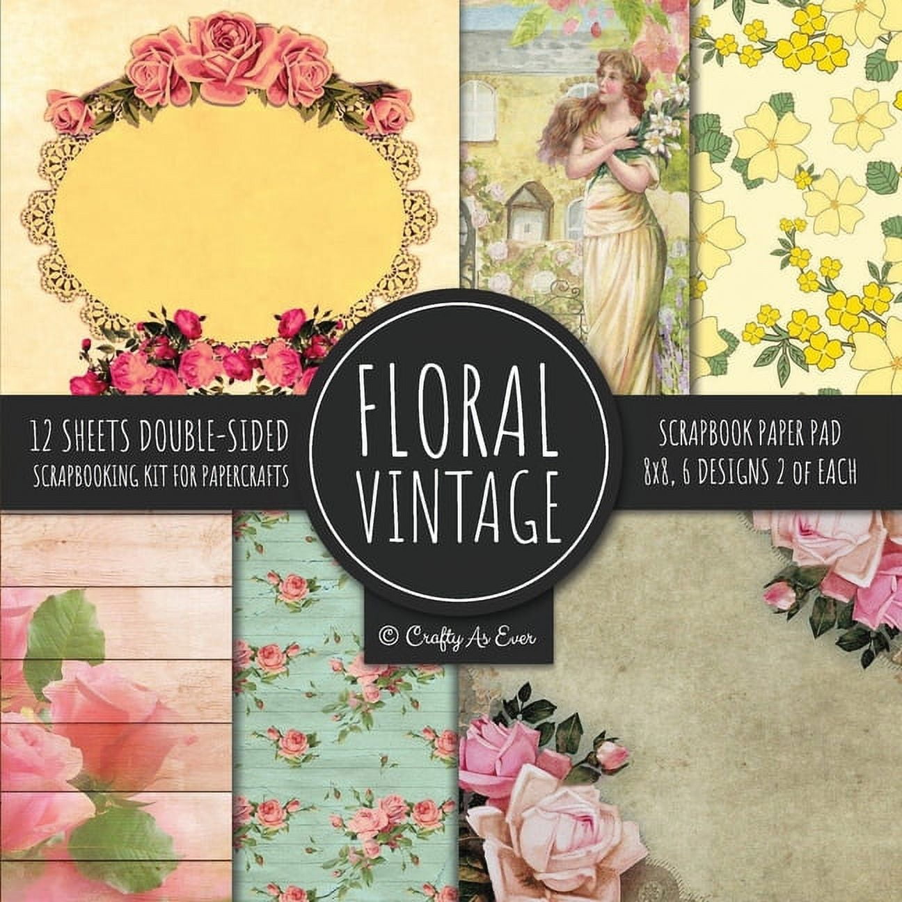 Vintage Floral Scrapbook Paper Pad 8x8 Scrapbooking Kit for