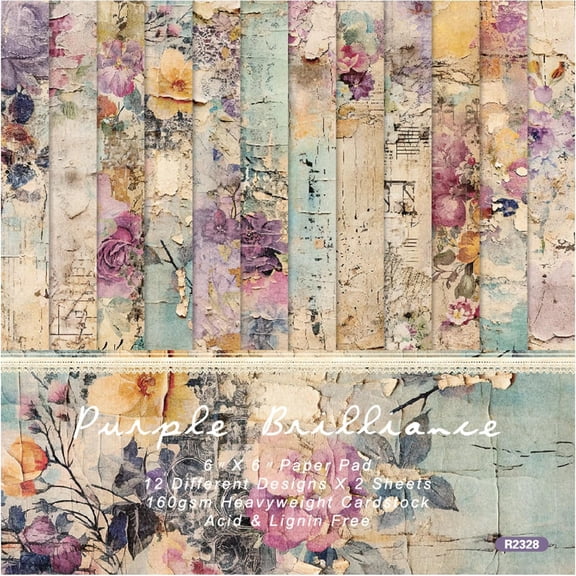 Vintage Floral Scrapbook Paper Pad - Flower Patterned Cardstock Paper Pads,6x6 Single-Sided Junk Journal Scrapbooking Paper