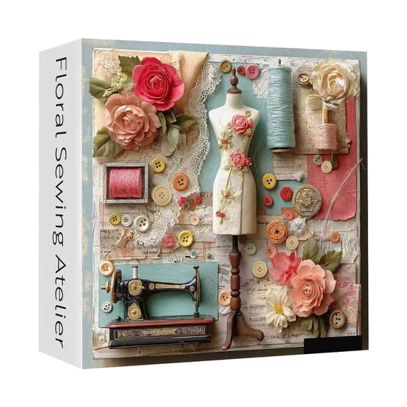 Vintage Floral Sewing Puzzle, Jigsaw Gift for Crafters, Detailed Sewing Scene, Quality Cardboard, Adult and Teen Relaxation Challenge, for Seamstresses, Quilters