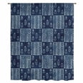thumbnail image 1 of Vintage Floral Sheer Curtains 108" Extra Long, Abstract Flowers Patchwork Country Navy Blue Light Filering Curtains, Privacy Drapes Simi Floor to Veiling Curtain for Living Room Window Treatment, 1 of 9