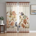 thumbnail image 1 of Vintage Floral Sheer Curtains 84 Inch Length 2 Panels Set Window Treatments, Elegant Pastoral Botanical Retro Art Rod Pocket Semi Curtains for Living Room/Bedroom/Kitchen Décor, 104"W x 84"L, 1 of 7