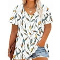 thumbnail image 1 of Vintage Floral Shirts for Women Plus Size Blouses Short Sleeve Vneck Outfits Summer Tee 2025, 1 of 5