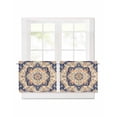 thumbnail image 1 of Vintage Floral Short Blackout Curtains 24 Inch Long Navy Orange Classical Bohemian Style Rod Pocket Kitchen Curtains, 2 Panels Thermal Insulated Room Darkening Drapes for Bedroom, 42"W x 24"L, 1 of 5
