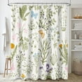 thumbnail image 1 of Vintage Floral Shower Curtain, Sage Green Retro Botanical Shower Curtain Set, Cute Fun Boho Plant Herbs Flower Butterfly Aesthetic Shower Curtain for Cottagecore Bathroom 72x72 Beige, 1 of 6
