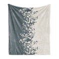 thumbnail image 1 of Vintage Floral Soft Flannel Fleece Blanket, Antique Ornament in Floral Style Old Fashion Curls Baroque Revival, Cozy Plush for Indoor and Outdoor Use, 60" x 80", Charcoal Grey Beige, by Ambesonne, 1 of 6