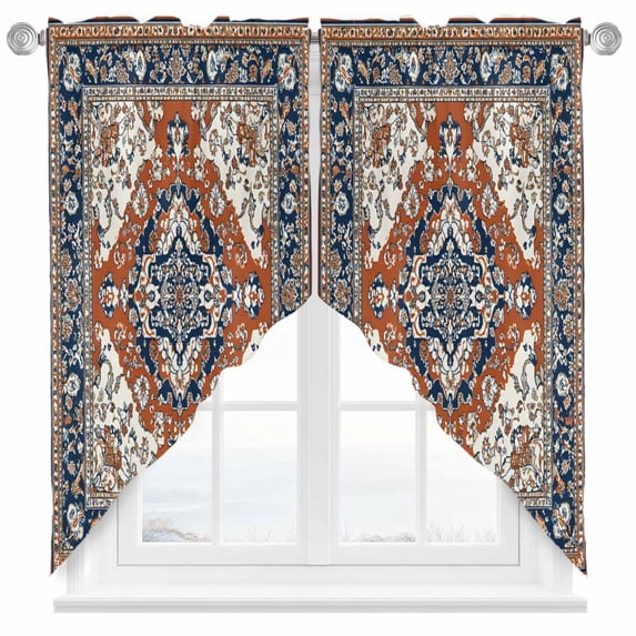 Vintage Floral Swag Valances for Windows 2 Pack Retro Navy Classical Bohemian Farmhouse Swag Kitchen Curtains 36 Inches Long Rod Pocket Short Window Treatment for Kitchen Bathroom 28"x36"