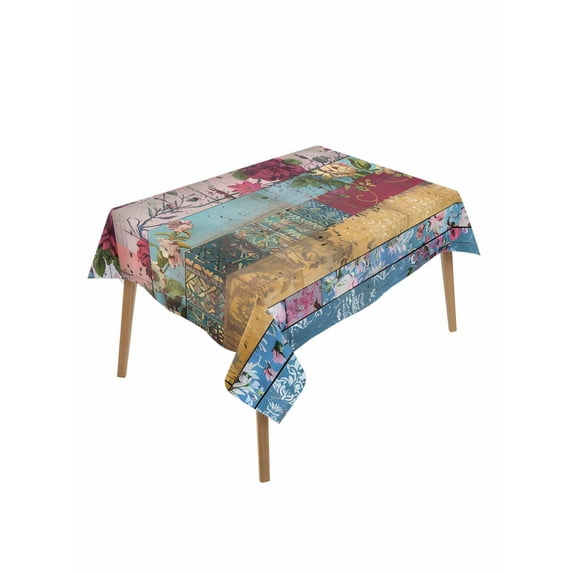 Vintage Floral Table Cloth, Farmhouse Botanical Flowers Waterproof Tablecloth for Rectangle Tables, Reusable Washable Fabric Table Cover for Restaurant Kitchen Dining Tables 60"x84"