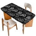thumbnail image 1 of Vintage Floral Table Cloths for 3 Foot Rectangle Tables, Black Dandelion Plants Country Botanical Patio Waterproof Elastic Fitted Tablecloths, Washable Rectangular Table Cover for Camping, 1 of 8