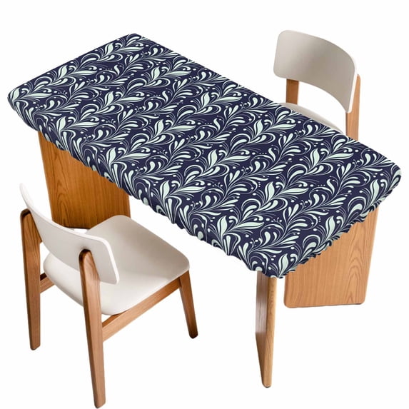 Vintage Floral Table Cloths for 3 Foot Rectangle Tables, Spring Country Botanical Flowers Simple Patio Waterproof Elastic Fitted Tablecloths, Washable Rectangular Table Cover for Camping