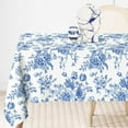 thumbnail image 1 of Vintage Floral Tablecloth Rectangle Blue Flower Fabric Table Cloth Washable Flower Table Cover for Picnic Dinner Table Decoration, 60 x 102 Inch, Blue, White, 1 of 6