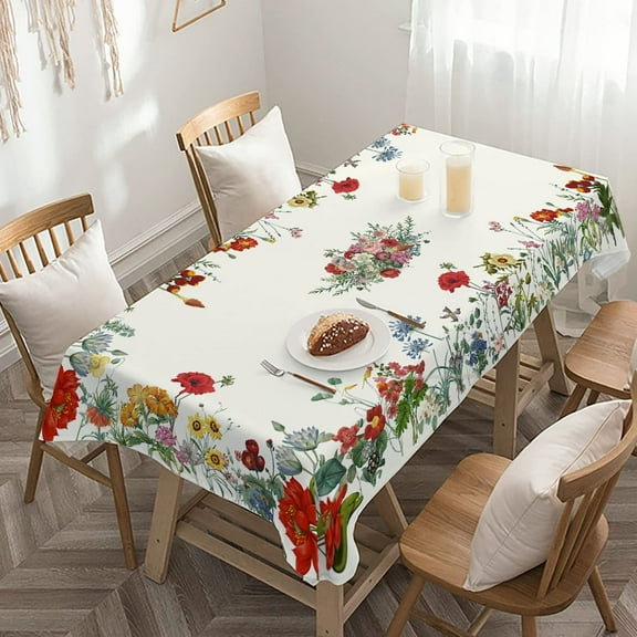 Vintage Floral Tablecloth, Spring Tablecloth, Rectangle Table Cloth 60 x 120 inch, Machine Washable Waterproof Table Cover Protector for Dining Room,Holiday, Party, Decoration Use