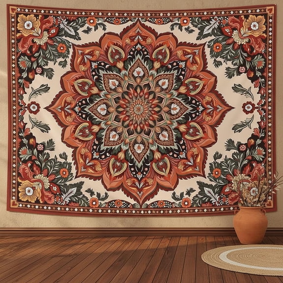 Vintage Floral Tapestry Wall Hanging Boho Flower Tapestry Aesthetic Retro Bohemian Hippie Indian Cute Tapestries for Bedroom Living Room Dorm Decor