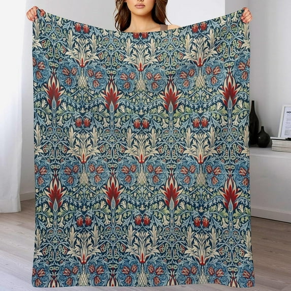 Vintage Floral Throw Blanket William Morris Original Plant Floral Print Pattern Blanket for Sofa Bed Couch Chair Or Dorm 30"x40"