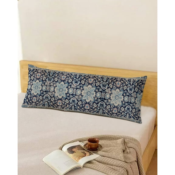 Vintage Floral Throw Pillow Cover, Ethnic Tribal Bohemian Geometric Rectangle Decorative Pillow Case Protector Soft Cushion Cover Lumbar Pillowcase for Couch Sofa Bedroom Car Chair Decor 20x54 Inch