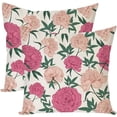 thumbnail image 1 of Vintage Floral Throw Pillow Covers 18x18 Inch Pink Flower Antique Rose Outdoor Summer Spring Decorations Decorative Throw Pillows Cases Set of 2 for Home Living Room Couch Decor, 1 of 6