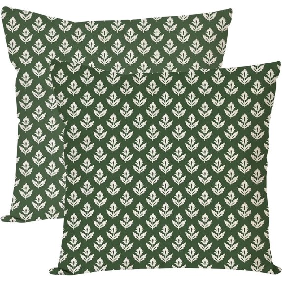Vintage Floral Throw Pillow Covers 18x18 Inch Set of 2 Green Flower Cottagecore Outdoor Spring Christmas Decorations Decorative Throw Pillow Case for Home Bed Living Room Couch Decor