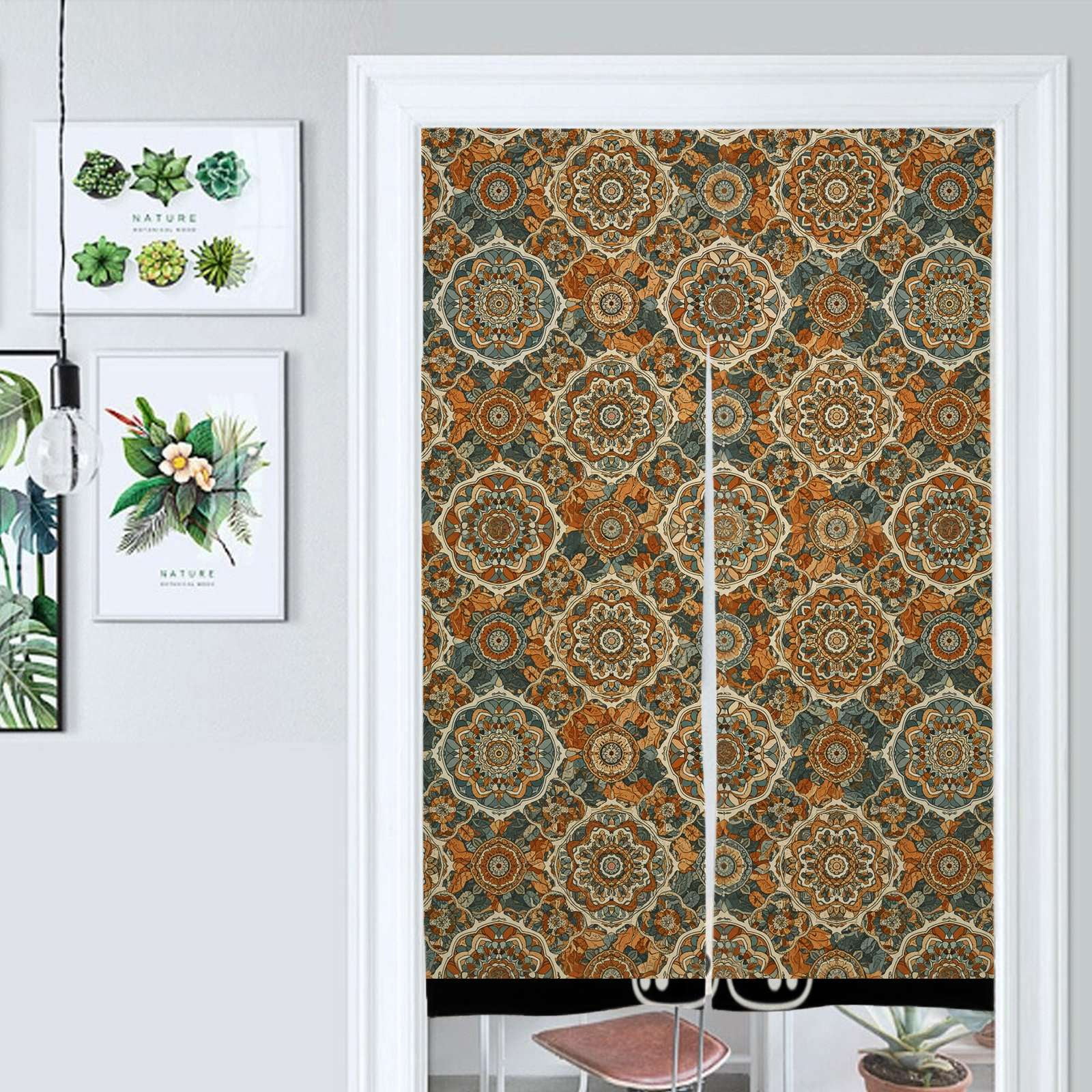 Vintage Floral Tiles Design Door Curtain Nordic Living Room DoorCurtain Vintage floral tiles design door curtain nordic living room doorcurtain