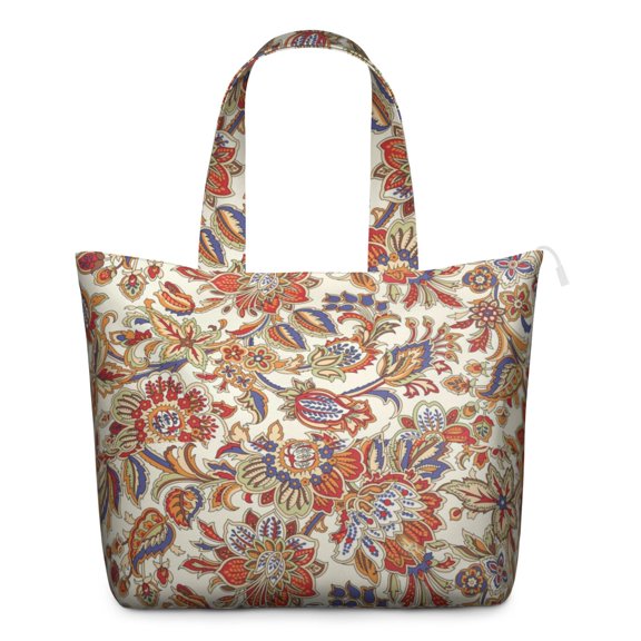 Vintage Floral Travel Duffel Bag for Women, Antique-Inspired Weekender Tote with Boho Rustic Accents, Lightweight Bag for Fitness