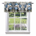 thumbnail image 1 of Vintage Floral Valance Curtain White Blue Rose Hydrangea Leaf Oil Painting Window Valances Rod Pocket Short Curtains Window Treatments for Kitchen Bedroom Bathroom Laundry 42" x 18", 1 of 9
