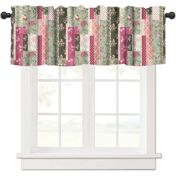 Vintage Floral Valances for Kitchen,Rustic Country Wildflower Kitchen Curtains,Bohemian Floral Home Bedroom Living Room Window Treatments Drapes 54x18inch
