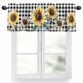 thumbnail image 1 of Vintage Floral Valances for Windows, 42 x 18in, Sunflowers Black Buffalo Plaid Farmhouse Rod Pocket Kitchen Valance Curtain Light Filtering Window Treatments for Living Room Bedroom, 1 Panel, 1 of 7