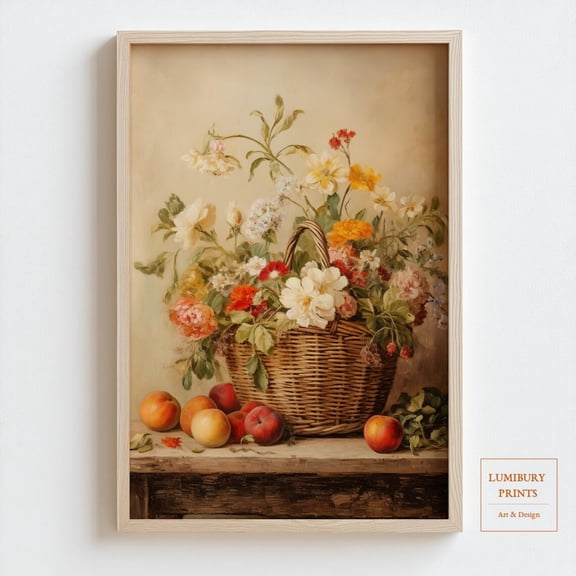 Vintage Floral Wall Art, Apple Still Life, Botanical Print, Wall Art, Cottagecore Decor, Kitchen Wall Art, Work Home Decor #2036, Stretched Canvas Size 8x12