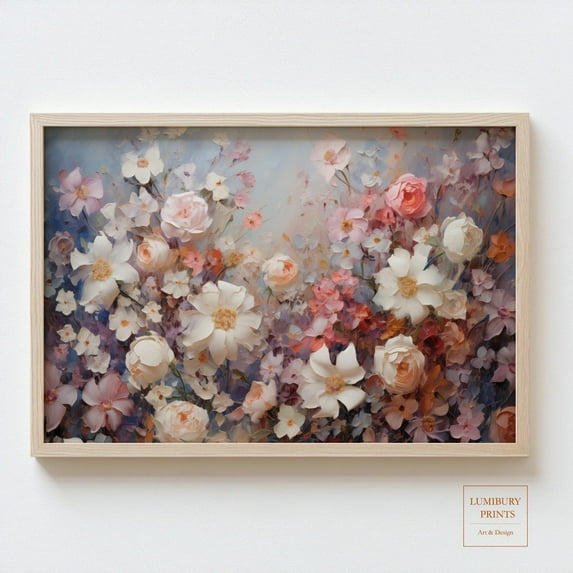Vintage Floral Wall Art, Romantic Flower Print, Botanical Print, Wall Art, Cottagecore Decor, Nature Art, Home Decor #2120, Unframed Canvas Size 12x18