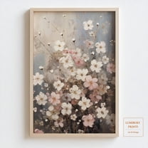 Vintage Floral Wall Art, White And Pink Flower Print, Botanical Print, Wall Art, Cottagecore Decor, Nature Art, Home Decor #2128, Unframed Poster Size 8x12