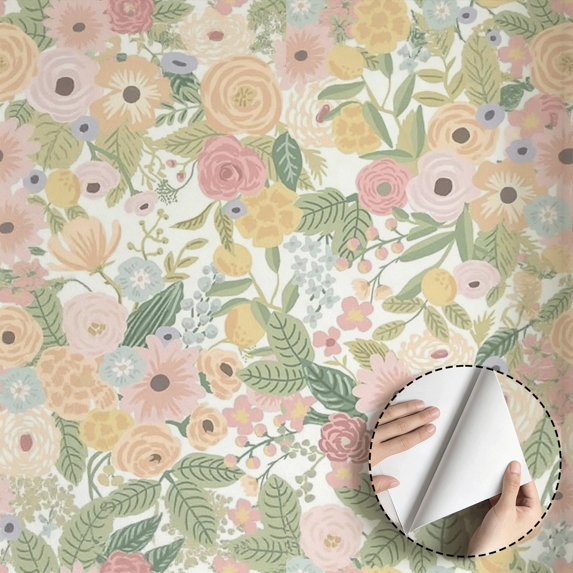 Vintage Floral Wallpaper, Boho Aesthetic Peel and Stick Wallpaper, Waterproof SelfAdhesive Wall Decoration for Bedroom, Living Room, Kitchen Cabinet, Drawer, Rental Property, 17.7 * 118 in