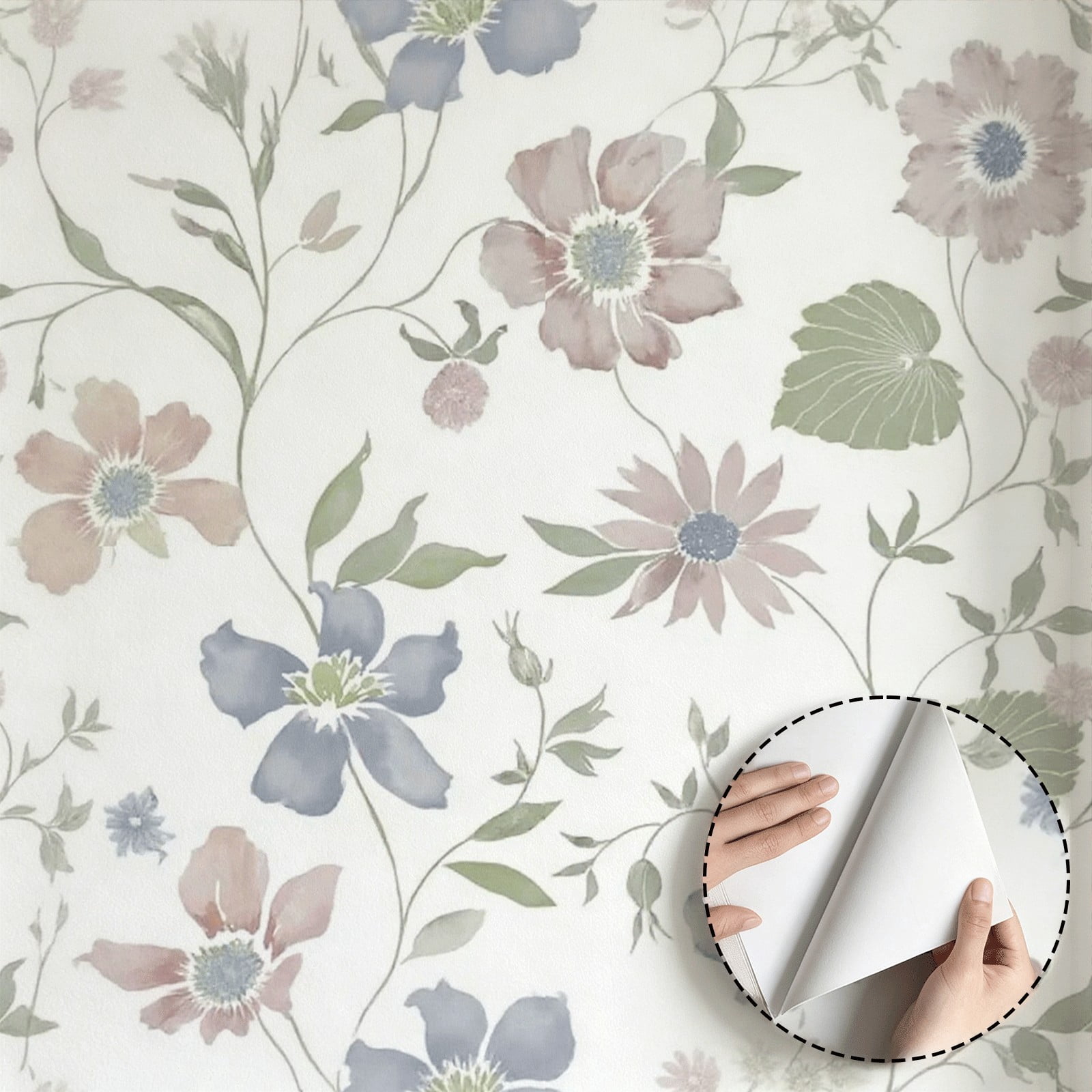 Vintage Floral Wallpaper, Minimalist Aesthetic Botanical Wall Decor ...